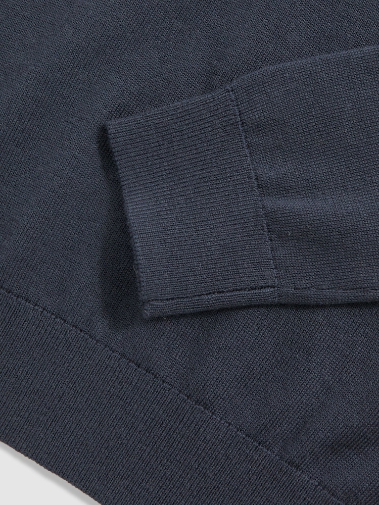 Reiss Midnight Navy Holland Merino Wool Hoodie - Image 4 of 4