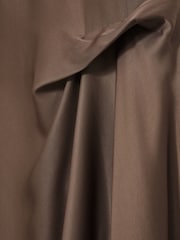 Reiss Taupe Brown Michelle Satin Tuck-Detail Cape Midi Dress - Image 6 of 6