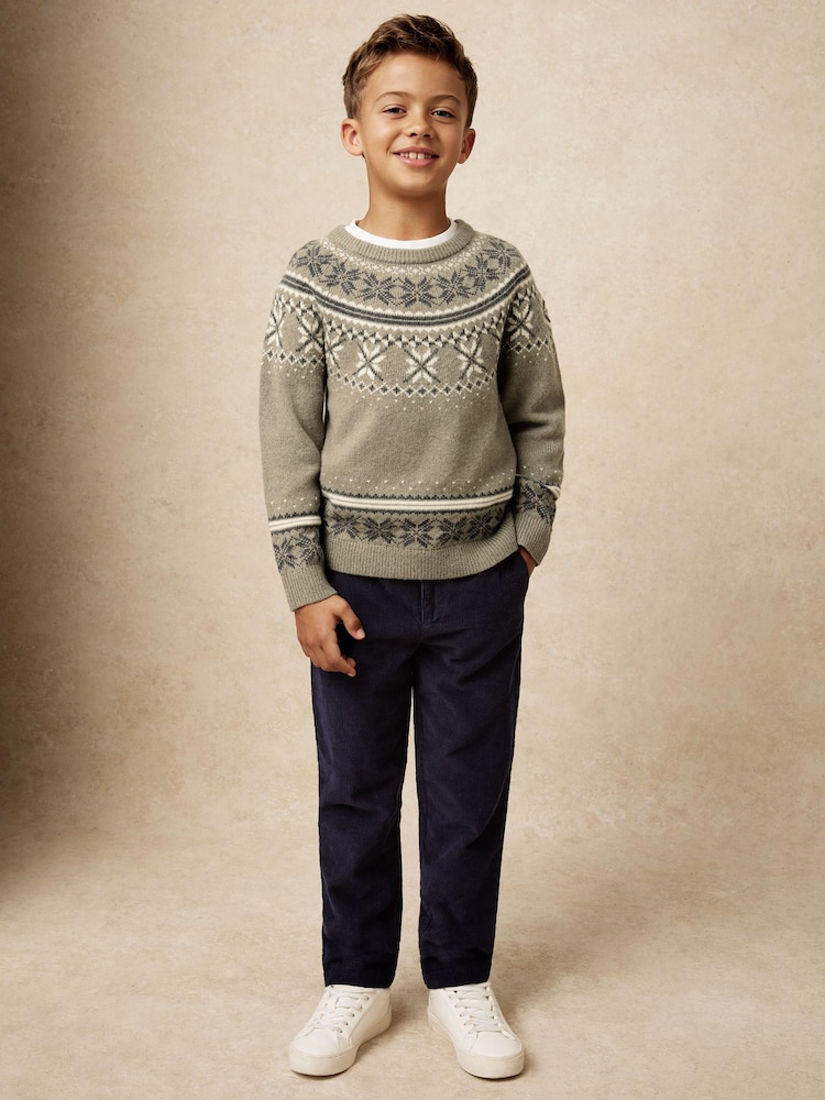 Reiss Sage Green Sydney Crew Fairisle Jumper - Image 2 of 5 Reiss Sage Green Sydney Crew Fairisle Jumper - Image 2 of 5