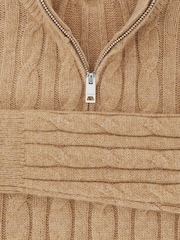Camel meliert - Reiss Clovelly Wool-Blend Half-Zip Cable Knit Jumper - Bild 4 von 4
