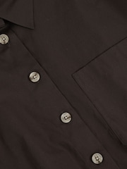 Reiss Chocolate Brown Solene Oversize Cotton Cropped Shirt - Image 7 of 7