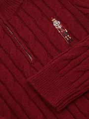Reiss Dark Red Nollaig Wool-Blend Half-Zip Nutcracker Jumper - Image 5 of 5
