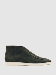Reiss Forest Green Loftus Suede Lace-Up Chukka Boots - Image 1 of 5