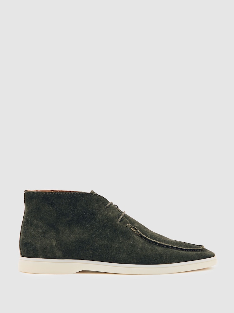Reiss Forest Green Loftus Suede Lace-Up Chukka Boots - Image 1 of 5
