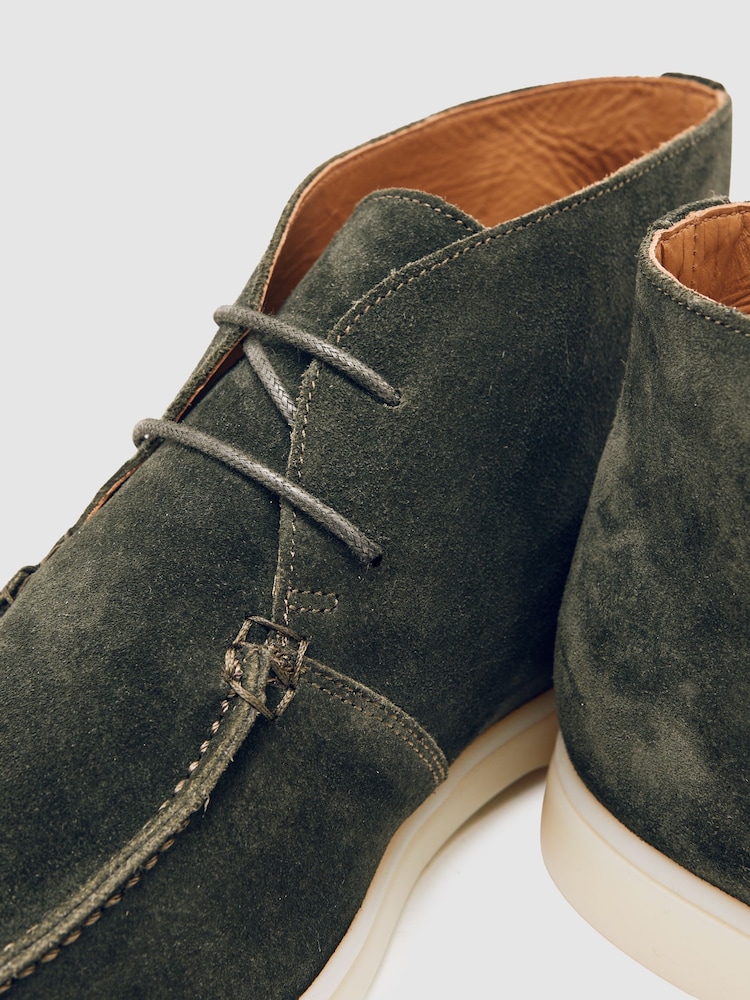 Reiss Forest Green Loftus Suede Lace-Up Chukka Boots - Image 5 of 5
