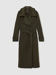 Reiss Khaki Scarlett Atelier Wool Belted Blindseam Coat - Image 2 of 8