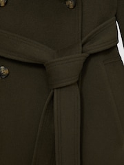 Reiss Khaki Scarlett Atelier Wool Belted Blindseam Coat - Image 8 of 8