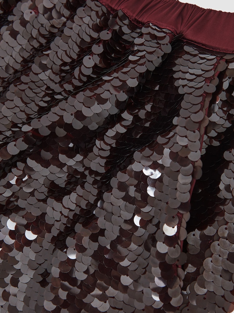 Reiss Burgundy Spence Sequin Shorts - Image 9 of 9 Reiss Burgundy Spence Sequin Shorts - Image 9 of 9
