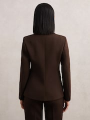 Reiss Chocolate Brown Priya Petite Double-Breasted Suit Blazer - Image 5 of 7