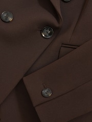 Reiss Chocolate Brown Priya Petite Double-Breasted Suit Blazer - Image 6 of 7