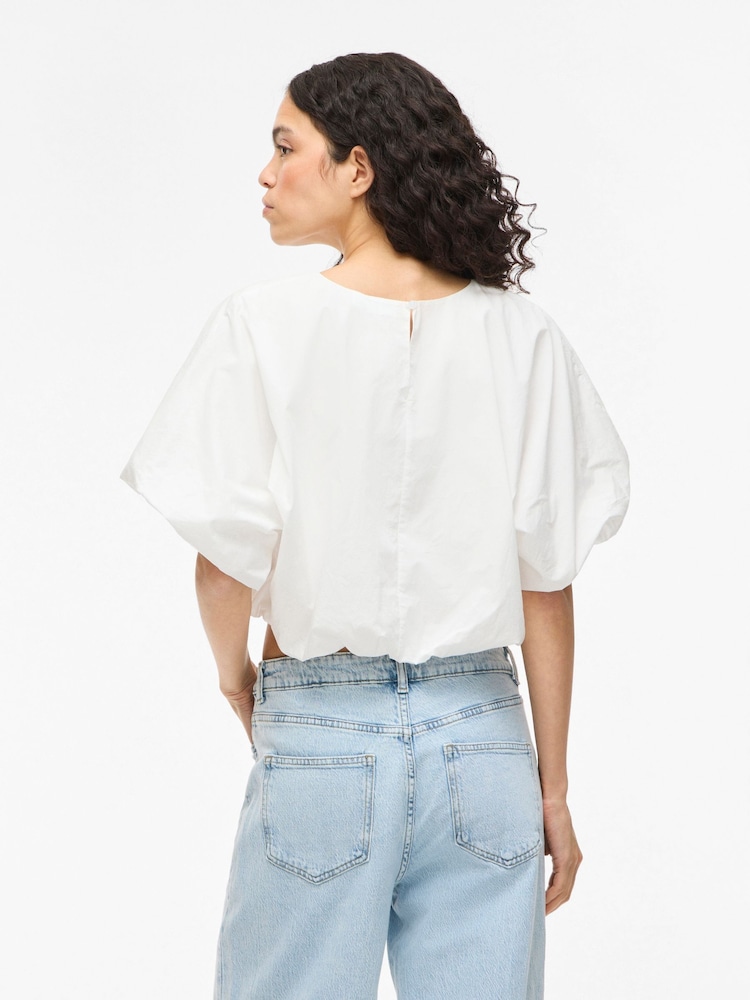 VILA Brown Bubble Hem Blouse - Image 2 of 4 VILA Brown Bubble Hem Blouse - Image 2 of 4
