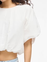 VILA Brown Bubble Hem Blouse - Image 3 of 4