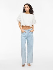 VILA Brown Bubble Hem Blouse - Image 4 of 4
