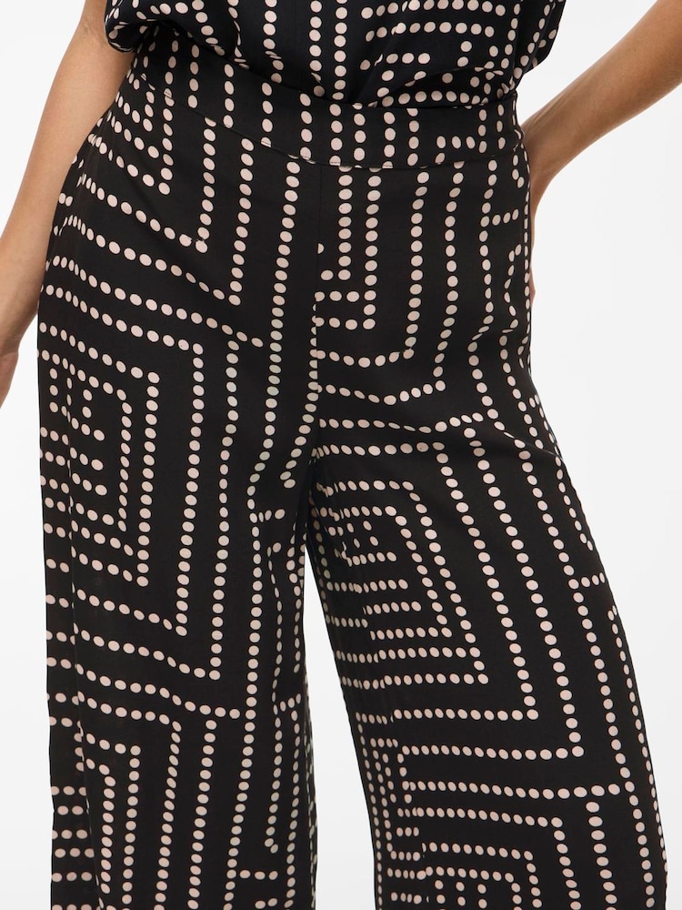 VILA Black Geometric Wide Leg Trousers - Image 5 of 5