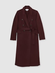 Reiss Burgundy Brogan Petite Double-Breasted Blindseam Coat Wool-Blend - Image 2 of 7