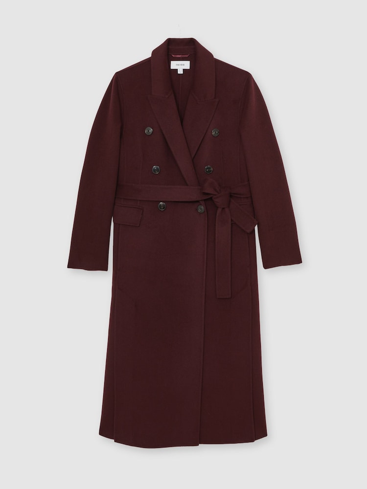 Reiss Burgundy Brogan Petite Double-Breasted Blindseam Coat Wool-Blend - Image 2 of 7