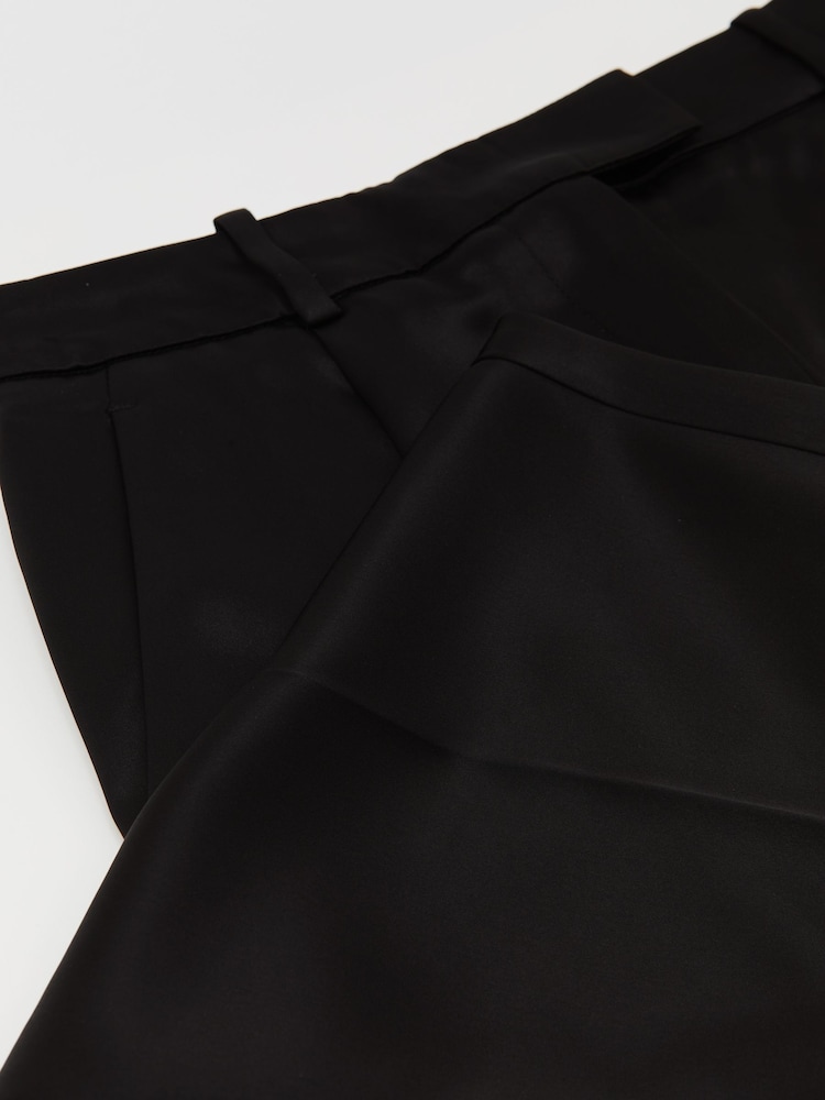 Reiss Black Celia Satin Tapered Trousers - Image 6 of 6 Reiss Black Celia Satin Tapered Trousers - Image 6 of 6