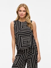 VILA Black Geometric Strapless Vest Top - Image 1 of 6