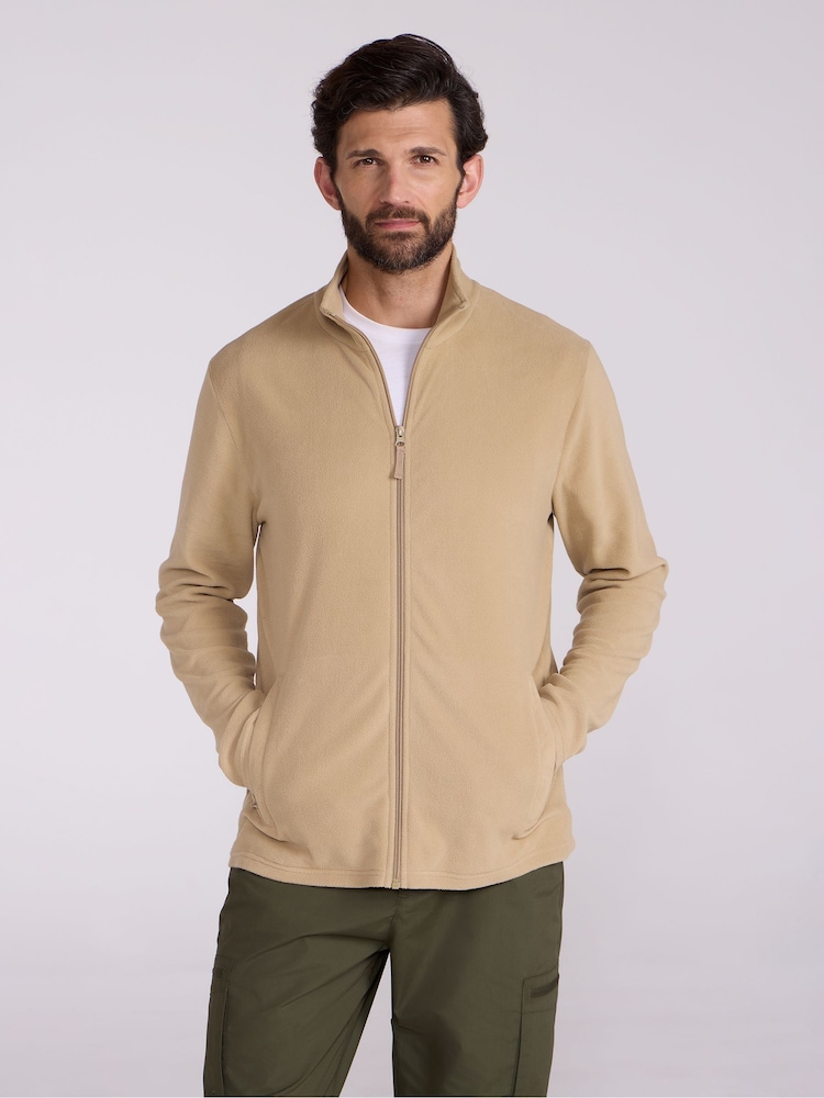 Mountain Warehouse Cream Mens Camber Full Zip Quick Drying Fleece Jacket - Image 1 of 9 Mountain Warehouse Cream Mens Camber Full Zip Quick Drying Fleece Jacket - Image 1 of 9