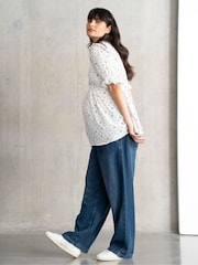 Seraphine Shirred Plain White Blouse - Image 3 of 4