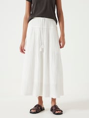 Hush White Gathered Detail Midi Skirt - Image 1 of 6
