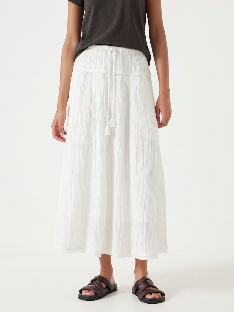 Hush White Gathered Detail Midi Skirt - Image 1 of 6