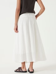Hush White Gathered Detail Midi Skirt - Image 2 of 6
