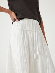 Hush White Gathered Detail Midi Skirt - Image 3 of 6