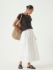 Hush White Gathered Detail Midi Skirt - Image 4 of 6