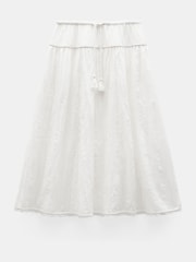 Hush White Gathered Detail Midi Skirt - Image 6 of 6