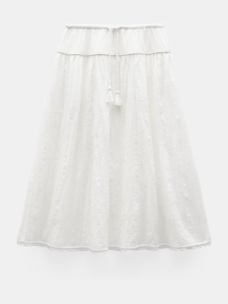 Hush White Gathered Detail Midi Skirt - Image 6 of 6