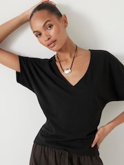 Hush Black Grown On Sleeve V-Neck T-Shirt - Image 3 of 5