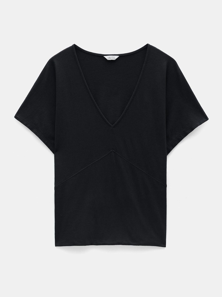 Hush Black Grown On Sleeve V-Neck T-Shirt - Image 5 of 5