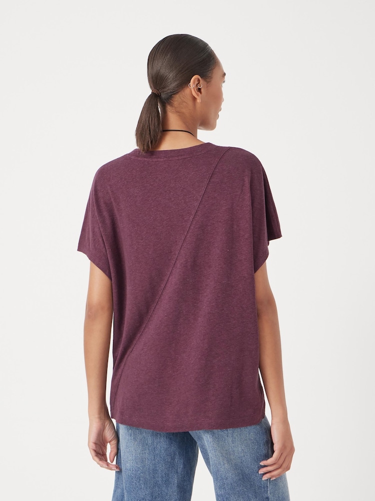 Hush Red Rosalia Linen Blend V-Neck T-Shirt - Image 2 of 5