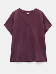 Hush Red Rosalia Linen Blend V-Neck T-Shirt - Image 5 of 5