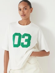 Hush White Collegiate Graphic Print T-Shirt - Image 1 of 5