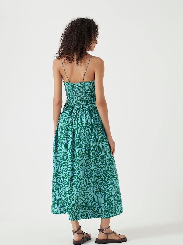 Hush Green Air Flow Thin Strap Gathered Midi Dress - Image 4 of 6