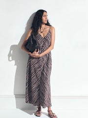 Hush Brown Air Flow Seam Detail Maxi Slip Dress - Image 4 of 6