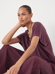 Hush Red Crinkle Wide Leg Cropped Trousers - Image 3 of 5