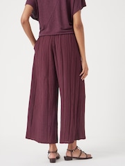 Hush Red Crinkle Wide Leg Cropped Trousers - Image 4 of 5