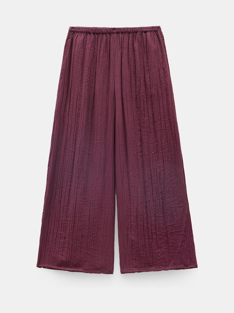 Hush Red Crinkle Wide Leg Cropped Trousers - Image 5 of 5