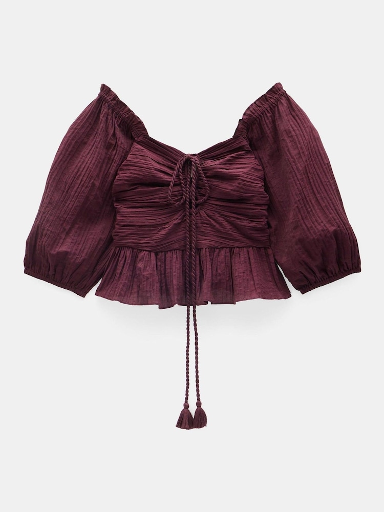 Hush Red Zoe Bandeau Crinkle Top - Image 6 of 6