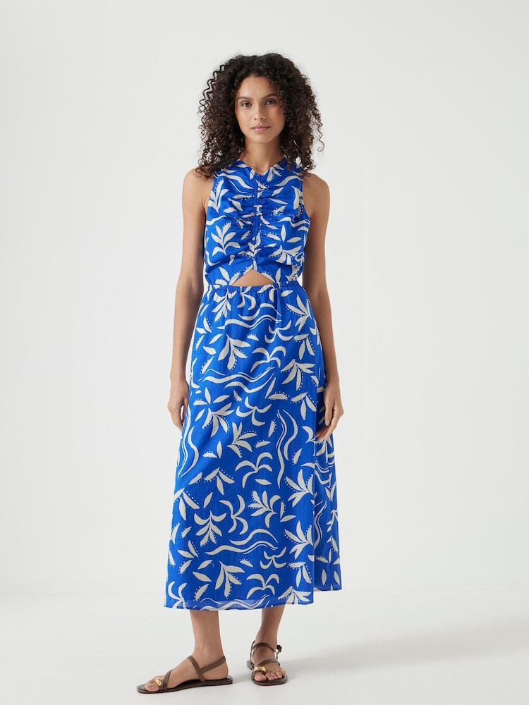 Hush Blue Front Gathered Cotton Dress - Image 1 of 6