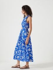 Hush Blue Front Gathered Cotton Dress - Image 3 of 6