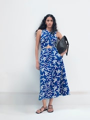 Hush Blue Front Gathered Cotton Dress - Image 4 of 6