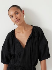 Hush Black Mae Crinkle Balloon Sleeve Blouse - Image 1 of 5