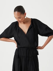 Hush Black Mae Crinkle Balloon Sleeve Blouse - Image 3 of 5