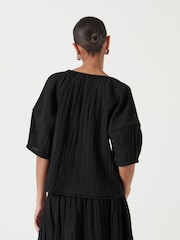 Hush Black Mae Crinkle Balloon Sleeve Blouse - Image 4 of 5
