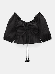 Hush Black Mae Crinkle Balloon Sleeve Blouse - Image 5 of 5