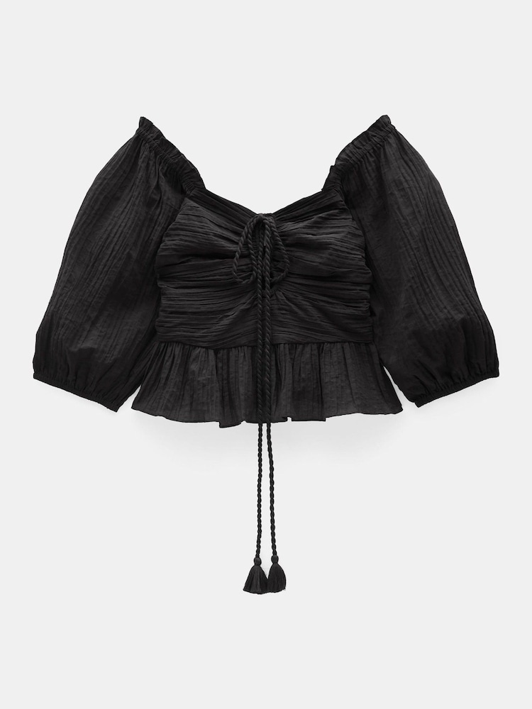 Hush Black Mae Crinkle Balloon Sleeve Blouse - Image 5 of 5